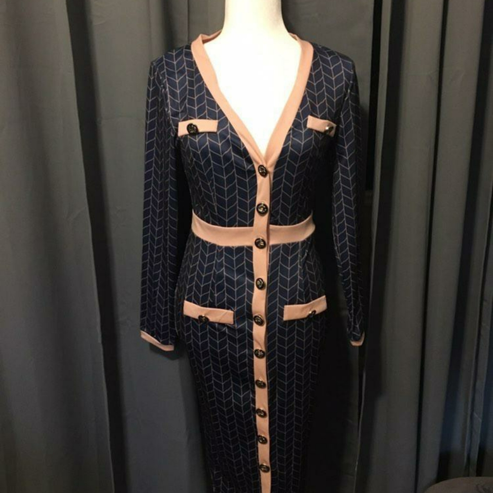 Blue dress with Pink striping